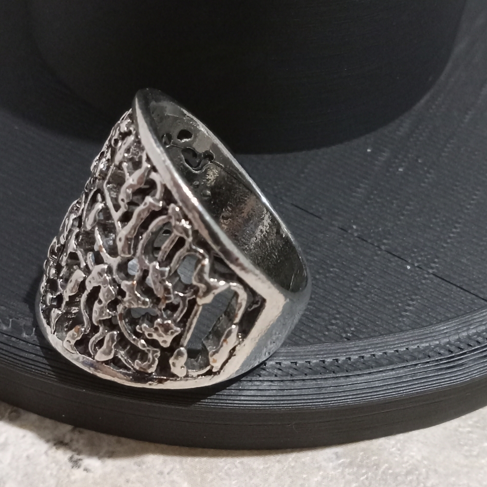 Bold Silver Tone Textured Ring - Picture 5 of 5
